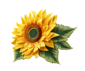Fototapeta premium Bright sunflower embroidery design for crafts and decor