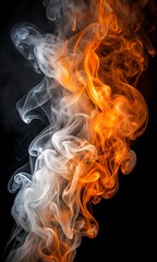 Orange and White Smoke Pattern on Black Gradient wallpaper background