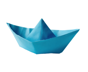 Paper boat in vibrant blue color for children's activities