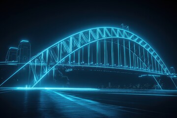 Fototapeta premium Graphic layout showcasing illuminated Sydney Harbour Bridge at night for advertising purposes