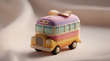 Plush Toy-Style School Bus Gift Box with Pantone 2025 Muted Colors for Kids' Gifts, Holiday Promotions, and Educational Design