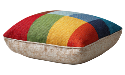 Colorful striped cushion with textured fabric and soft filling, adding cozy and vibrant touch to any room