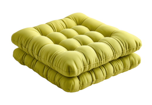 Cozy floor cushion in vibrant yellow color with soft fabric and tufted design for comfortable seating and relaxation