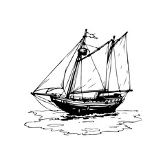 Elegant sailing ship artwork gliding effortlessly on a calm ocean surface