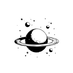 Elegant depiction of a celestial planet with ring system surrounded by stars © LgsDesign