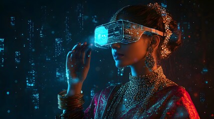 Vibrant Young Indian Woman in Traditional Attire with Stylish Modern Touch