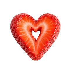 Heart Shaped Strawberry Slice - Love Fruit Concept Png