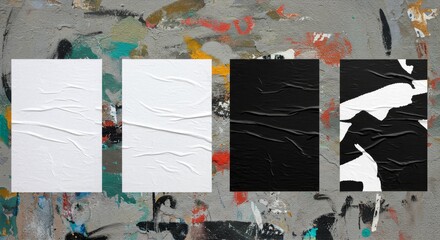 Abstract Background Glued Paper Texture Black White Urban Wall