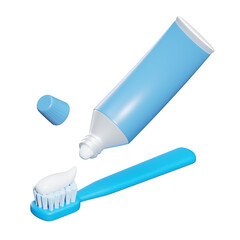 toothpaste and toothbrush 3D render