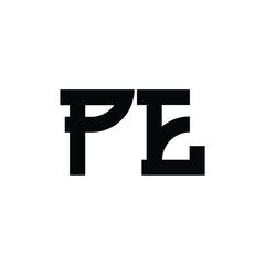 PE monogram logo design letter text name symbol monochrome logotype alphabet character simple logo