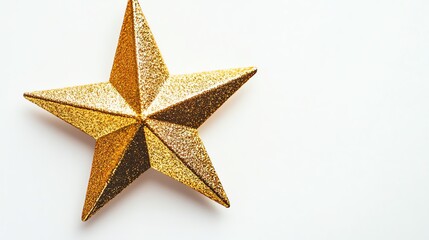 Fototapeta premium A gleaming golden star is prominently displayed against a plain white background.