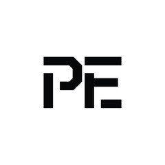 PE monogram logo design letter text name symbol monochrome logotype alphabet character simple logo