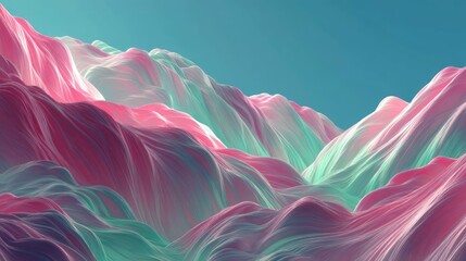 Obraz premium Pastel Pink and Mint Dreamscape: Abstract Textile Mountains
