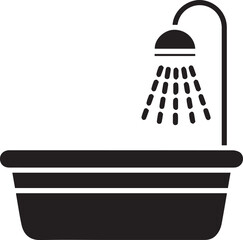 red bathtub, minimalist design, modern bathroom, clean lines, geometric shapes, red shower head, bathroom accessories