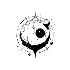 Obraz premium Abstract Celestial Globe Ink Illustration Representing Cosmic Cartography