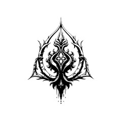 Intricate monochrome gothic design with flourishes and symmetrical pattern