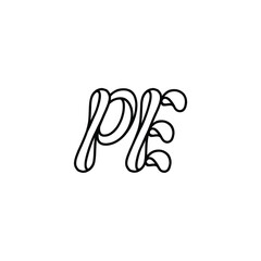 PE monogram logo design letter text name symbol monochrome logotype alphabet character simple logo