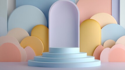 Fototapeta premium Pastel geometric podium display