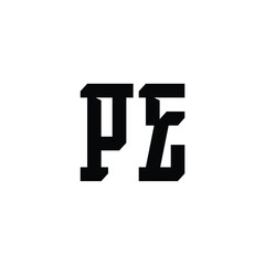 PE monogram logo design letter text name symbol monochrome logotype alphabet character simple logo