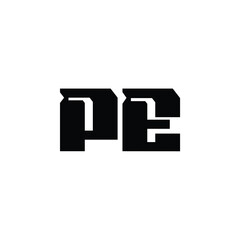 PE monogram logo design letter text name symbol monochrome logotype alphabet character simple logo