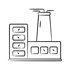 Download our premium hand drawn icon of power plant