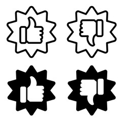 set sticker of thumbs up and down