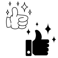 thumb up with blinking 