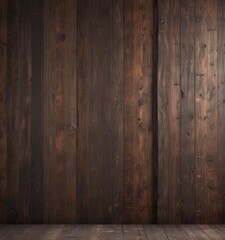 Obraz premium Dark brown reclaimed wood wall, vertical planks, aged patina , wood texture, wood grain, brown