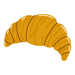 Golden croissant resting on a table, showcasing flaky layers and a tasty appeal