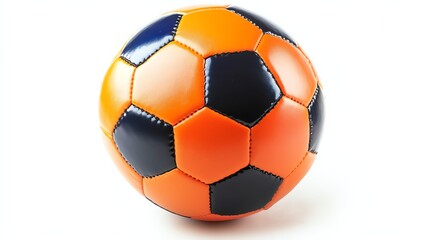Fototapeta premium A single soccer ball rests on a plain white background.
