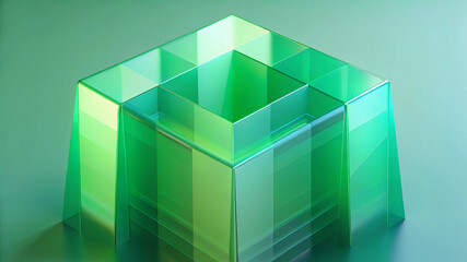 Obraz premium Smooth green gradient glass abstract background for modern use