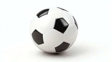 Fototapeta premium A lone soccer ball sits prominently on a stark white background.