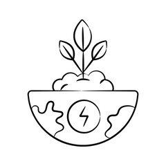 Visually appealing hand drawn icon of green land