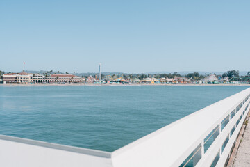 Amusement park view from the pier across the bay
