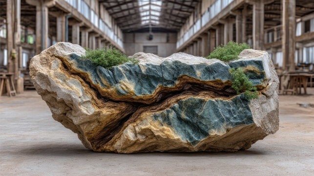 A cityscape reveals a construction site with rocks and stones amidst the urban landscape of Hong Kong - Powered by Adobe