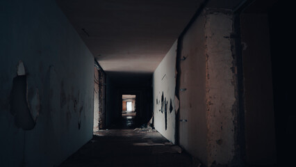 ruined street and destroyed houses the city war in Ukraine