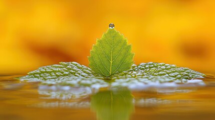 Delicate leaf with water droplet