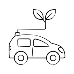 A well crafted doodle style icon of eco car