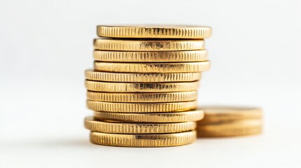 A neatly stacked pile of gold coins is prominently displayed.