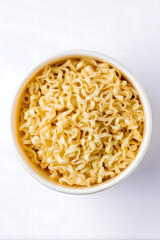 Top View of Ramen Noodle Cup Isolated on White	