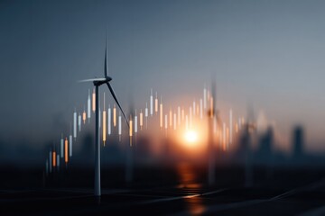 Wind turbines stand tall against sunset, symbolizing renewable e
