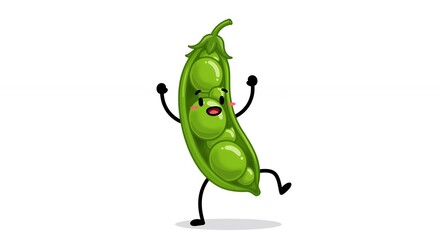 Cartoon pea pod character illustration