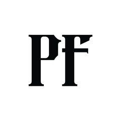 PF monogram logo design letter text name symbol monochrome logotype alphabet character simple logo