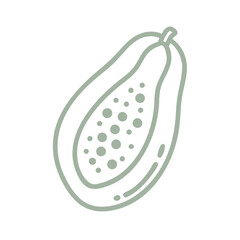 Minimalist Papaya Fruit Outline Vector Illustration