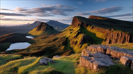 Fototapeta premium Highland mountain range landscape at dawn