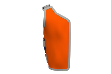 High-Visibility Orange Multipurpose Vest with Gray Accents and Multiple Pockets, MULTIPURPOSE VEST CLOTH JACKET POCKET FOR ENGINEER SAFETY, with Various Compartments and Attachment Points on a PNG