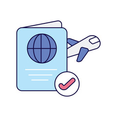 Passport  color line icon with white background vector stock illustration