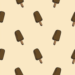Popsicle ice cream. Sweets. Vector seamless pattern. Endless background for wrapping paper, print, textile