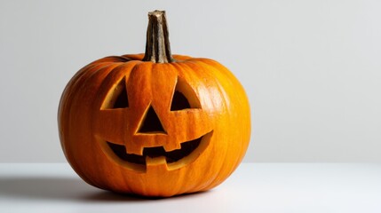 a large halloween pumpkin with cut out eyes