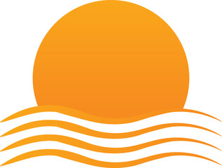 Minimalist Sunset Over Waves Illustration